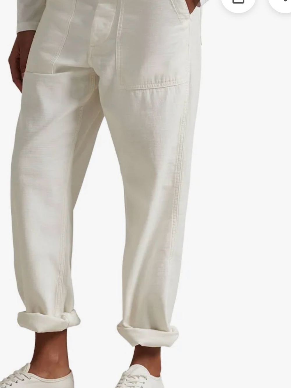 Polo Ralph Lauren White Wide-Leg  Linen Cotton Utility Pants size 34-30